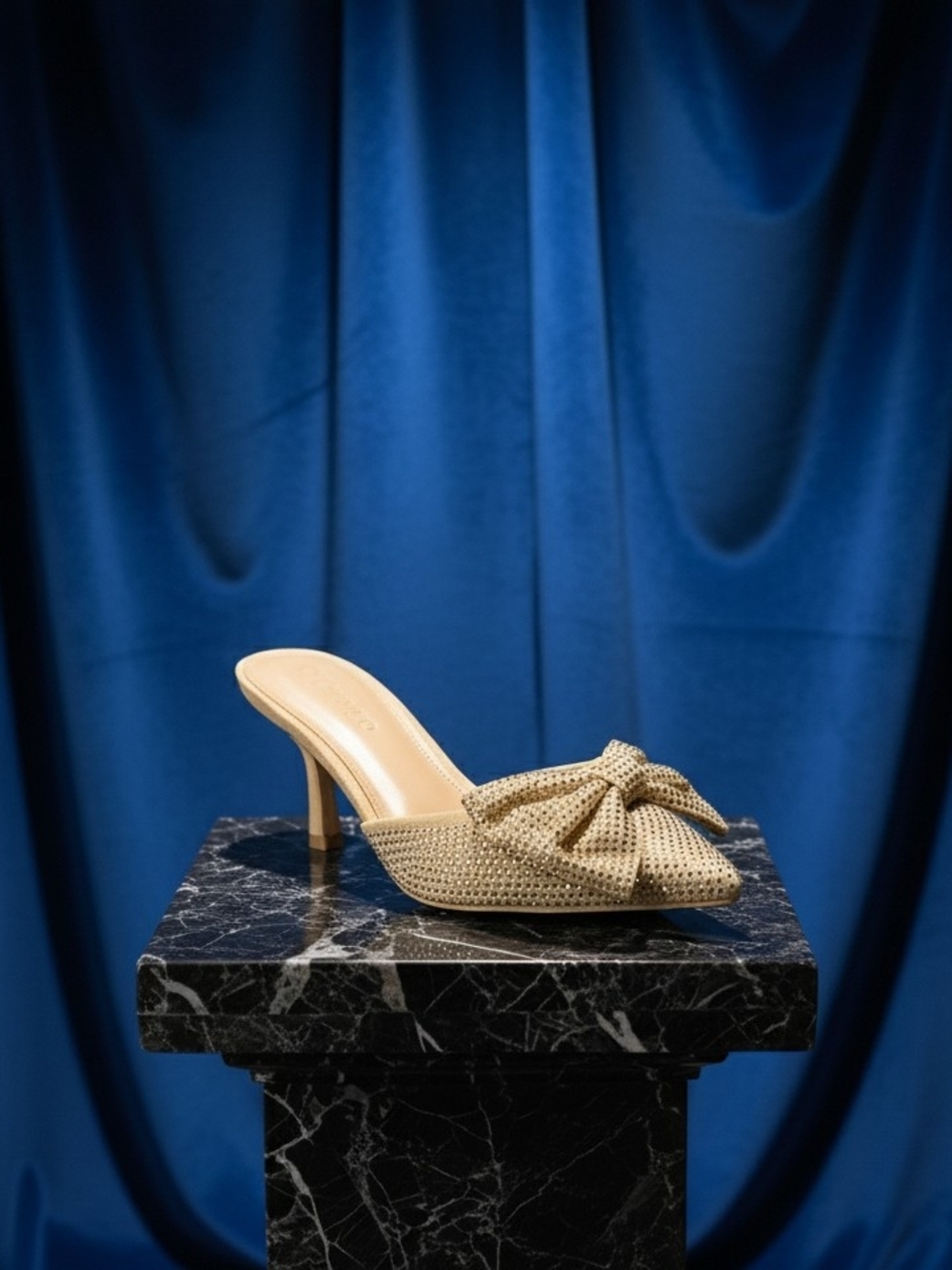 Source Unknown Beige Woven Bow Pointed-Toe Mule